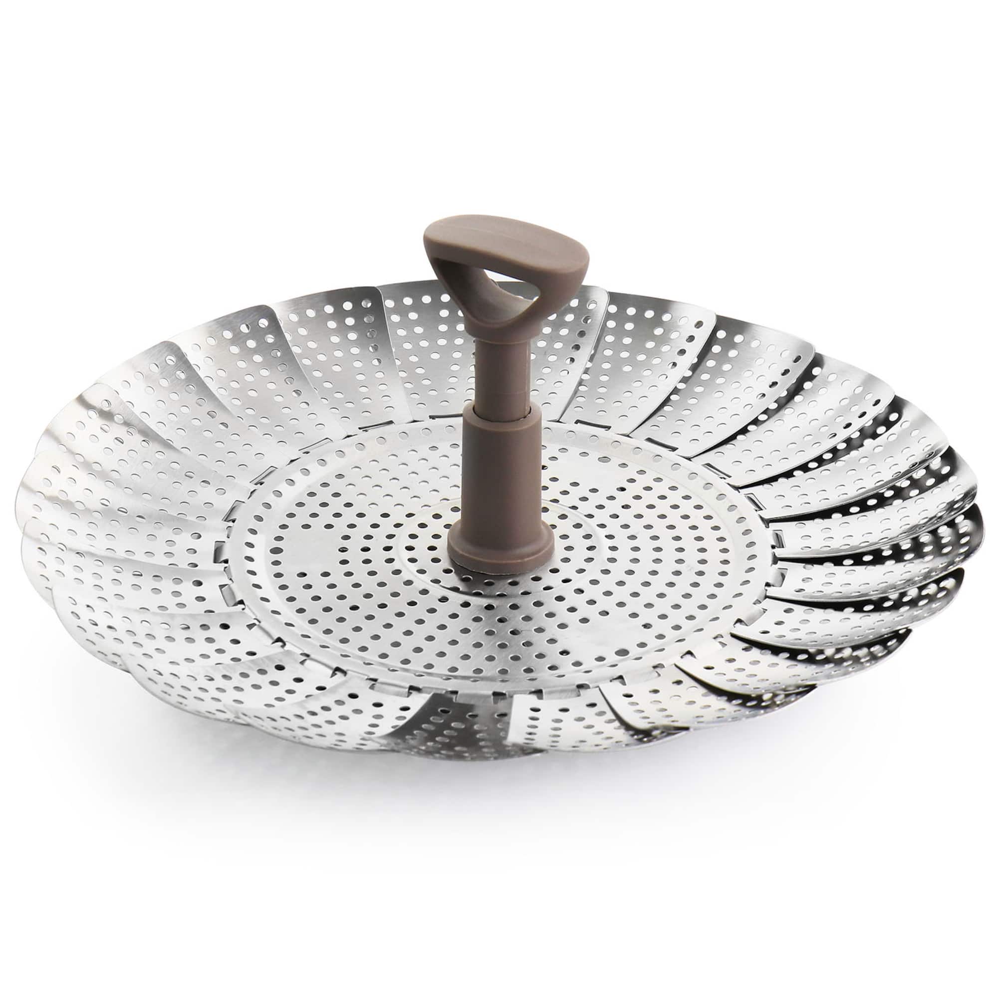 Martha Stewart Stainless Steel Folding Steamer Insert with Taupe Handle